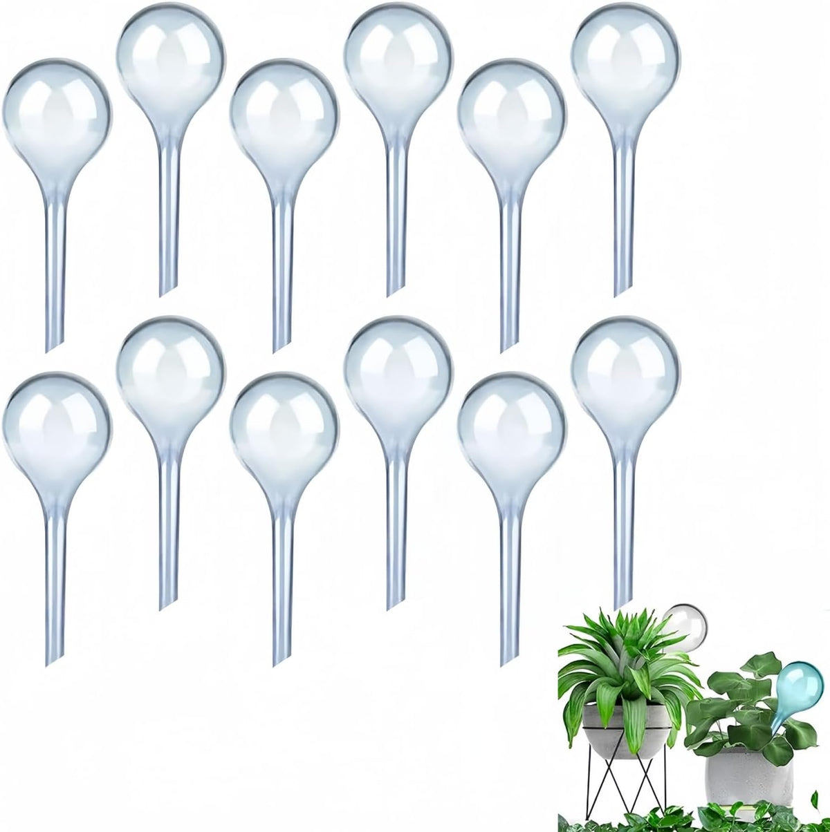12 Pcs Plant Watering Globes, Automatic Watering Bulbs, Plastic Garden Watering Globes Device, Water Device Drip for Plant, Self-Watering System for Indoor Outdoor Garden (Lake Blue)