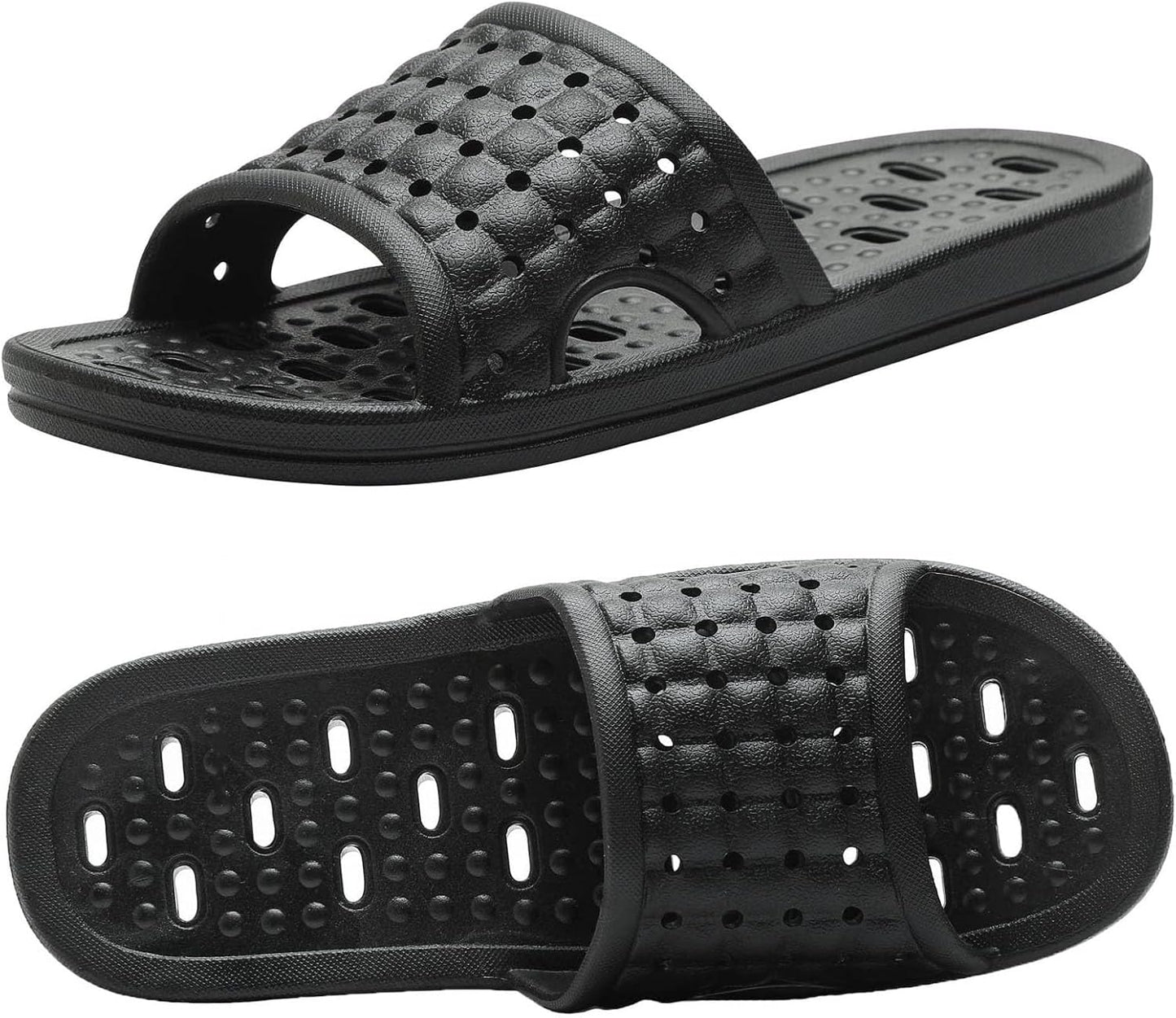Quick Drying Shower Slippers non-slip Bathroom Slippers Drain Holes Shower Shoes for Women and Men Dorm pool gym