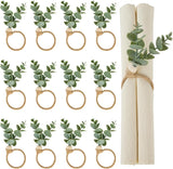 Napkin Rings Set of 12, Easter Napkin Rings, Boho Eucalyptus Leaf Napkins Rings, Wood Bead Farmhouse Easter Napkin Holder for Weddings Christmas Party Table Decoration