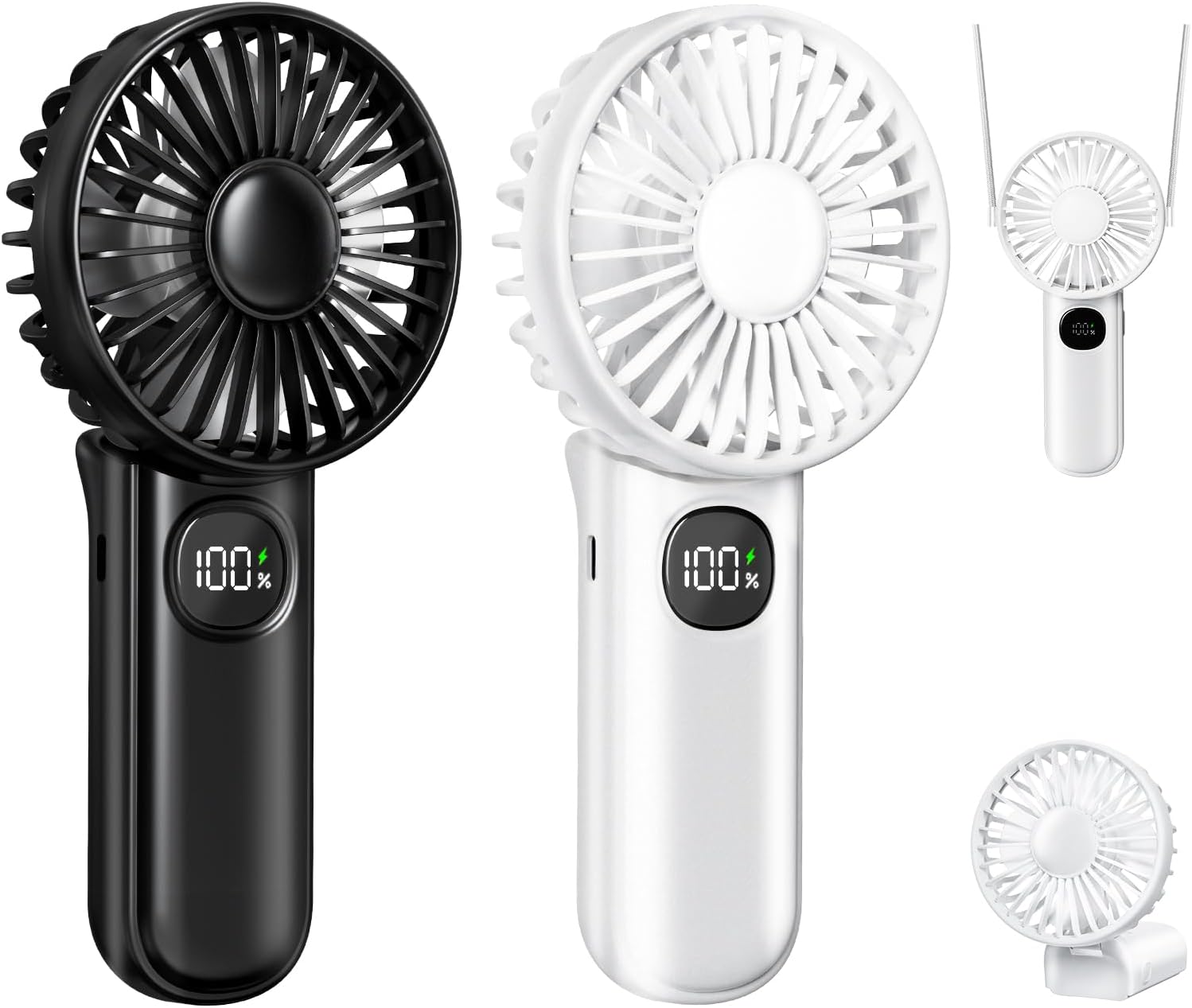 [Mini Portable Handheld Fan 2 Pack] 5 Adjustable Speeds Personal Fan with Lanyard,180° Foldable Small Hand Fans for Makeup, Home, Office, Travel and Outdoor Activities