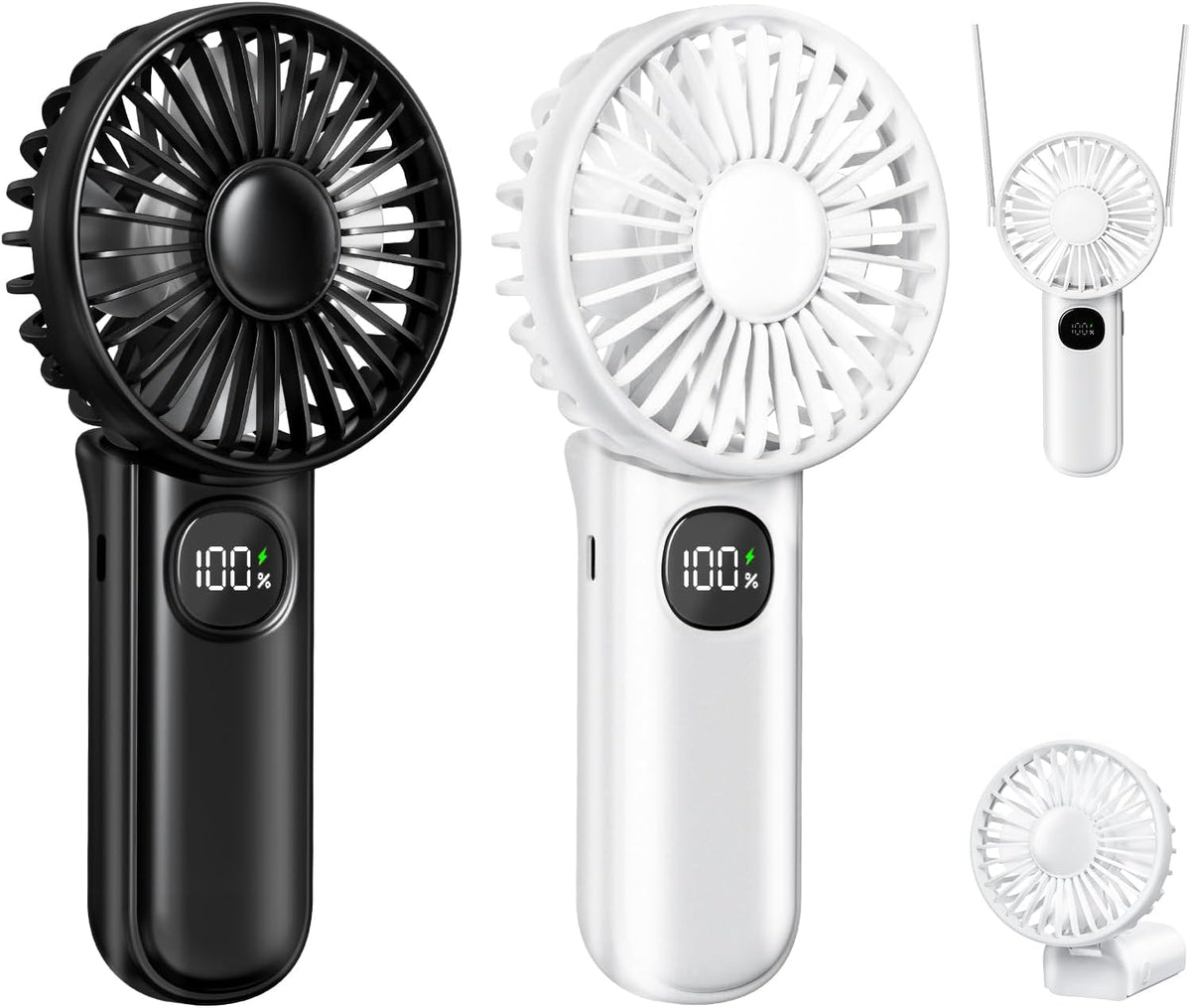 [Mini Portable Handheld Fan 2 Pack] 5 Adjustable Speeds Personal Fan with Lanyard,180° Foldable Small Hand Fans for Makeup, Home, Office, Travel and Outdoor Activities