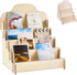 Greeting Card Display Stands 4Tier Durable Wooden Stickers Display Risers Multipurpose Portable Blank Retail Display Shelves Card Display Rack for Greeting Card Photos Postcard Literature (1)