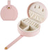 Mini Jewelry Travel Case Small Jewelry Box, Portable PU Leather Jewelry Organizer, Jewellery Storage Holder for Rings Earrings Necklace Organizer, Boxes Gifts for Girls Women (Pink)