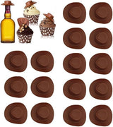 24-Pack Mini Western Hats, Mini Cowboy Hats, Western Mini Cowboy Hats Plastic Micro Doll Hat Craft Kit (Brown)