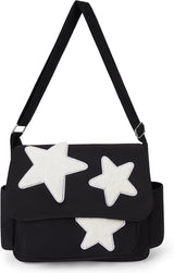 Aesthetic Messenger Bag Cute Tote Bags Y2K Star Shoulder Bag Canvas Tote Bag Kawaii Crossbody Bag for Women