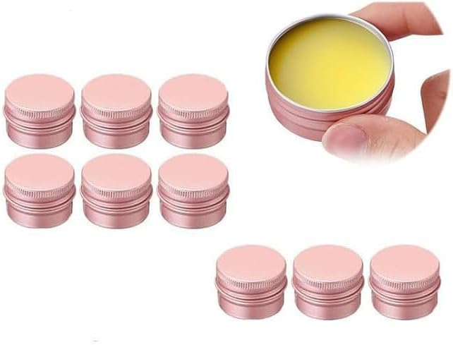 Aluminum Tin Jar With Screw Cap, 9 Pcs Rose Gold Round Containers, Empty Refillable Tin Cans, 60g