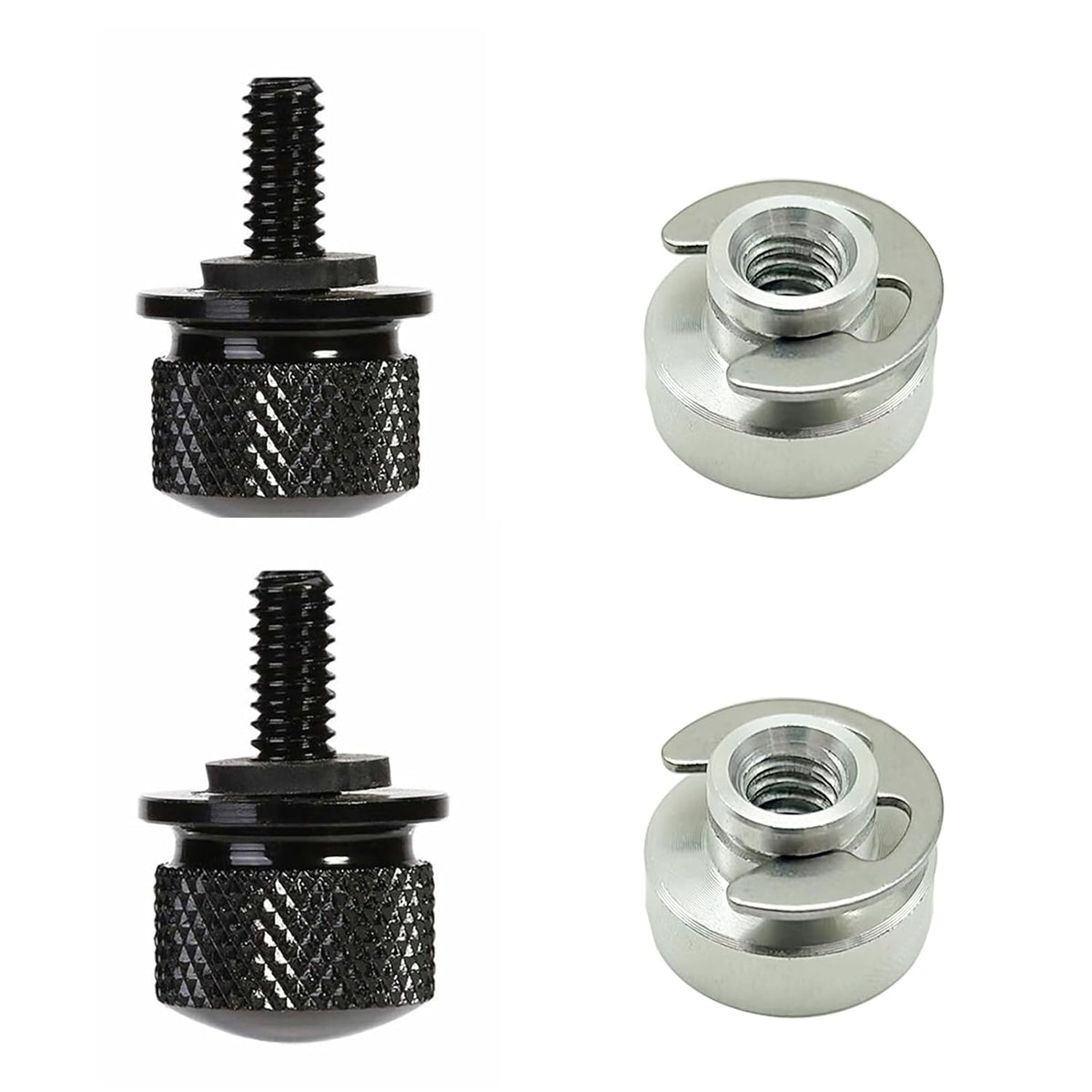 4 PCS Stainless Knurled Fender Rear Seat Bolts Screw and Nut Kit Quick Mount Compatible with 1986-2023 Harley Touring Soft (Black-Black)