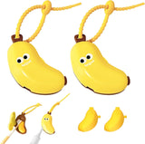 2PCS Banana Toothbrush Case, Portable Toothbrush Holder with Silicone Toothpaste Dispenser, Compact Hanging Travel Organizer for Home Camping Outdoor (Yellow)