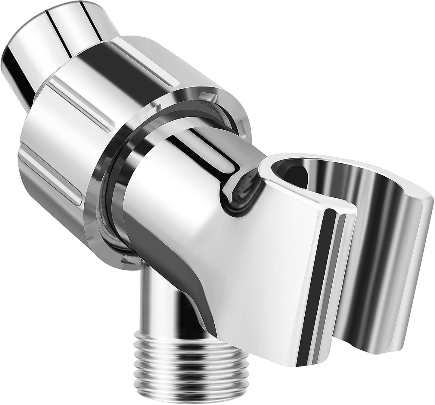 Adjustable Handheld Shower Head Holder- Premium ABS Bracket- Brass Ball 360 Degree Rotatable：Arm Mount and Hose Connector, Shower Adapter- Easy Install, Replacement Parts(Chrome)