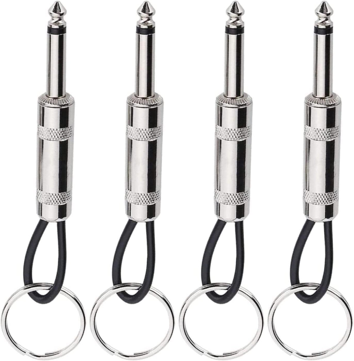 4-Piece Guitar Amplifier Keychain Set - 6.35mm Audio Plug Keyring - Music Gift for Recording Studio, Rehearsal Space, Guitar Lover Decoration