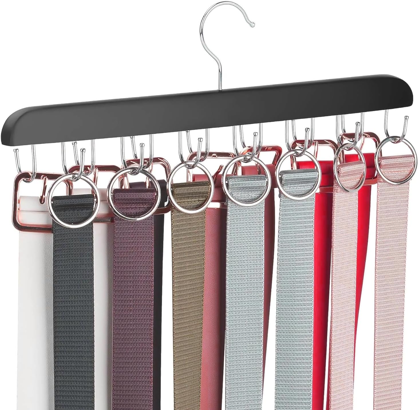 Belt Hanger Belt Organizer Tie Rack Tank Top Bra Hanger Tie Hanger Bra Organizer for Closet with 14 Hooks,Upgraded 360°Rotating,Space Saver for Underwear & Tie Storage 1pcs