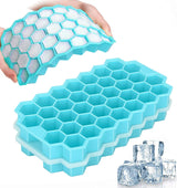 Ice Cube Tray with Lid, 2 Pack Ice Cube Trays for Freezer, Silicone Ice Cube Mold with Lid-37 Grid,Easy-Release Reusable 74 PCS Small Ice Cubes for Iced Coffee Cocktail Whisky Chocolate BPA Free