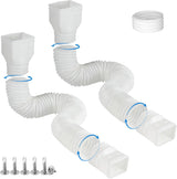 2 Pack Rain Gutter Downspout Extensions, Flexible Downspout Extender with 58"+68" Extendable Pipes for Rain Water Drainage, Durable Down Spout Drain Extension with Connector (White)