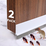 2 Pack Under Door Draft Stoppers with Brush Reduce Noise, Door Soundproofing Strip, Dust-Proof/Weather Stripping with Self Adhesive, Under Door Deal - White