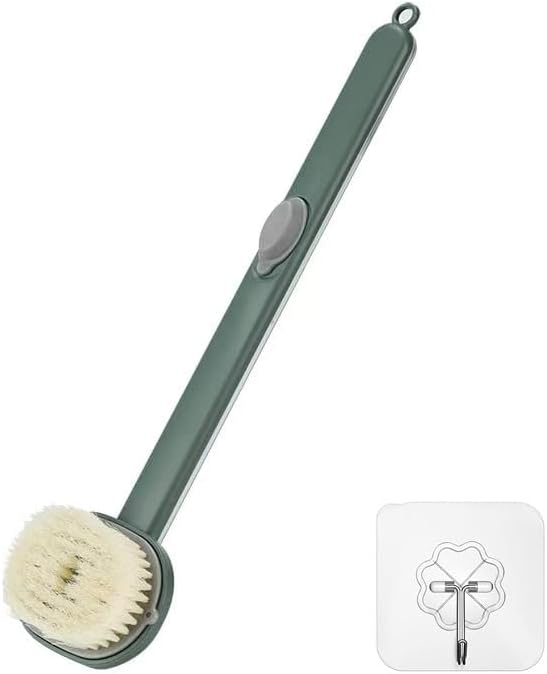 Long Handle Bath Massage Cleaning Brush with Soap Dispenser for Men Women Elderly Body Back Scrubber Storable Wash, Dispenser, (14 inch / 36 cm,Green）