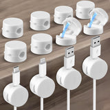 Magnetic Cable Clips 12-Pack – Cord Holders for Desk, Car, Wall & Office – Organizer for Phone Charging Cables, USB Wires & Headphone Cords – White