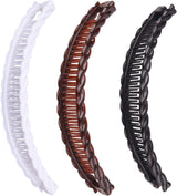 3Pcs Banana Clips Hair, Vintage Clincher Combs Banana Hair Clips Claws Hair Clips, Banana Clips Hair for Thick Hair (Black, White, Brown)