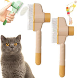 Avatore Zenbrush - Removes Fur & Relieves Pain, Zen Brush for Cats, Zenbrush Cat Comb, Self-Cleaning Cat Brush with Release Button, Cat Grooming Flea Brush for Short & Long Cat (orange,2pcs)
