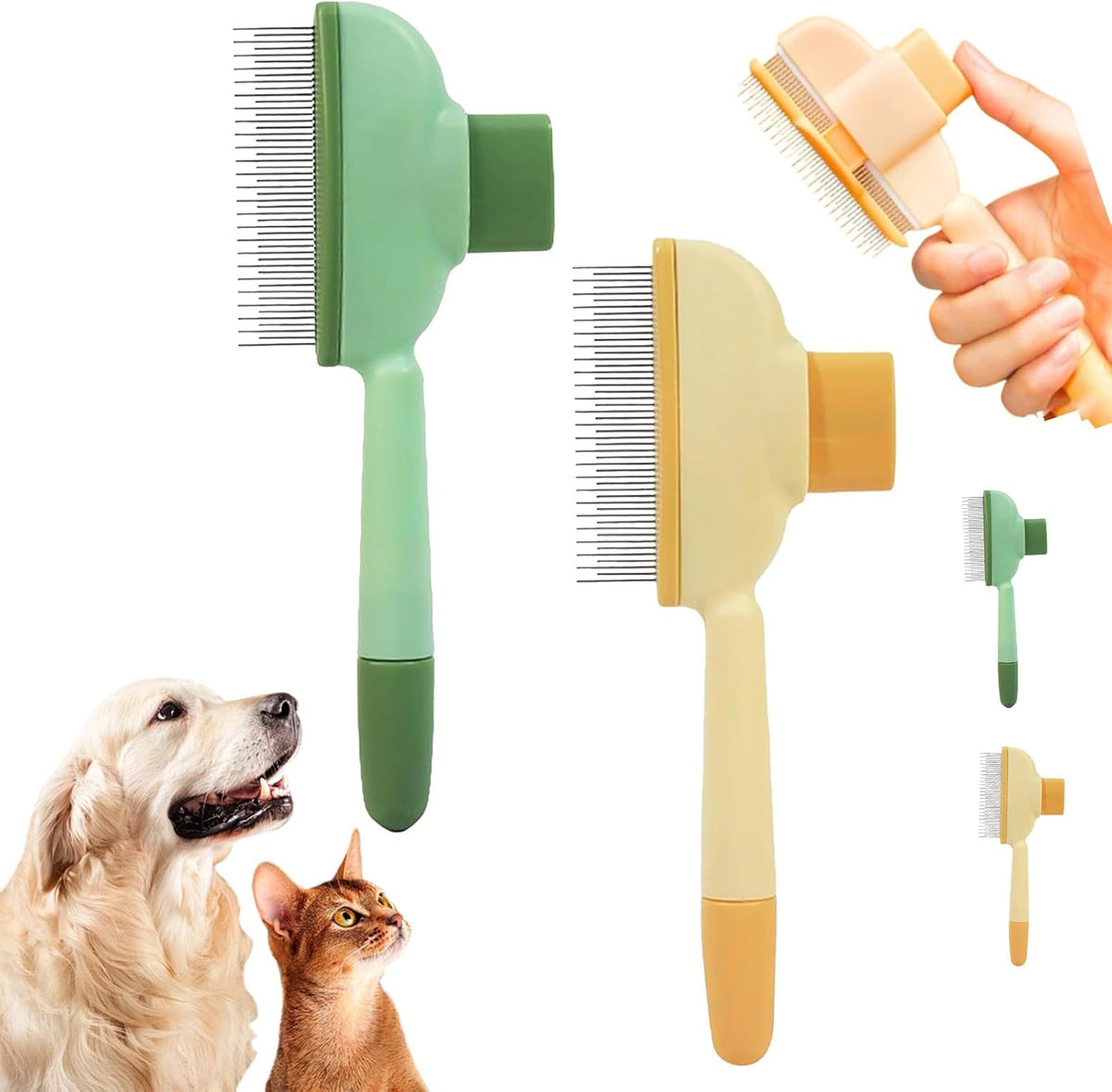 Zen Brush for Cats, New Avatar Zenbrush Cat Comb, Upgrade Self-Cleaning Pet Flea Comb Grooming Brush, Short&long Cat Dogs Multi-function Grooming Brushs for Massaging and Removes Fur (Mix)