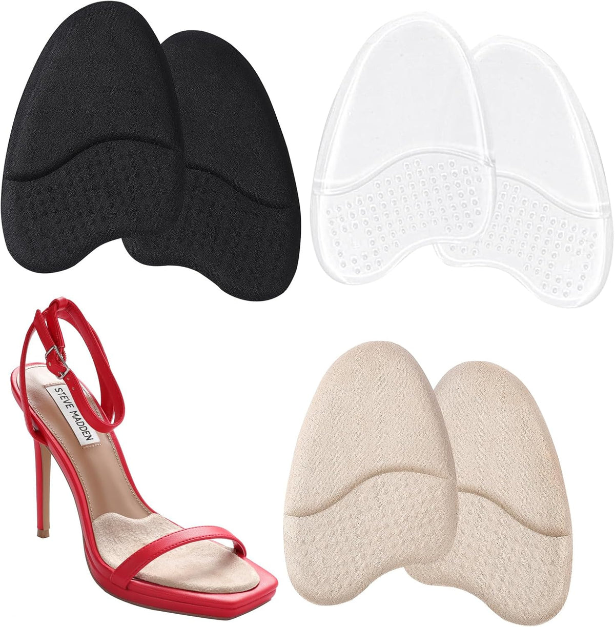 Metatarsal Pads Women, Forefoot Pads for Women,Anti Sliding Foot Pads for Open Toe Shoe, Ball of Foot Cushions, Shoe Pads Heel Pads for Stop Feet from Sliding Forward, Heel inserts for women