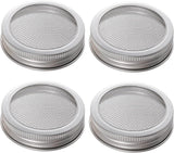 4 Pack Mesh Strainer Jar Stainless Steel Sprouting Jars Mason Wide Mouth Canning Lids for Growing Bean, Seeds and Salad(70MM)