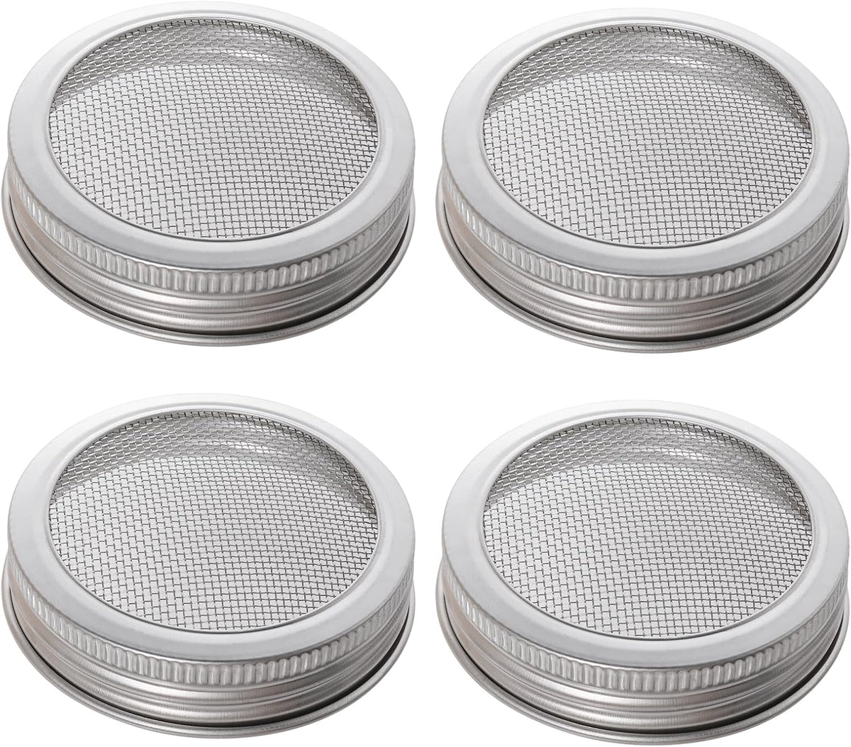 4 Pack Mesh Strainer Jar Stainless Steel Sprouting Jars Mason Wide Mouth Canning Lids for Growing Bean, Seeds and Salad(70MM)