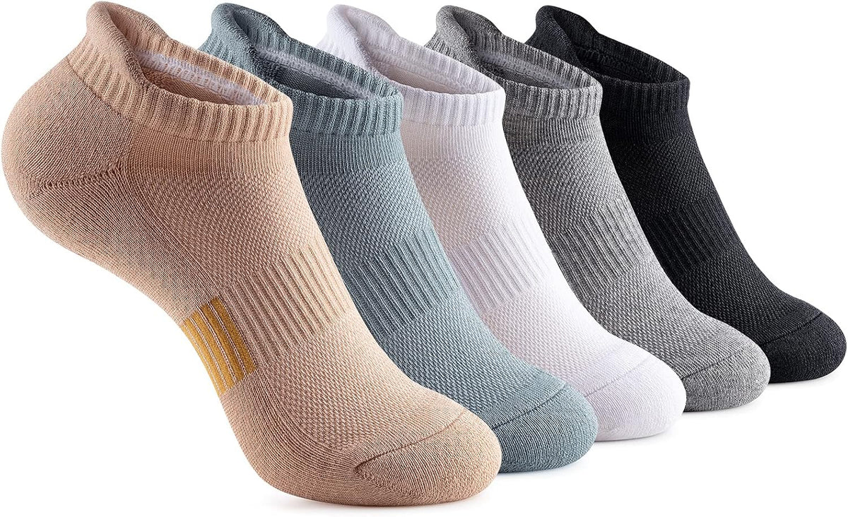Ankle Socks Womens Running Athletic No Show Socks Cushioned 5-Pairs