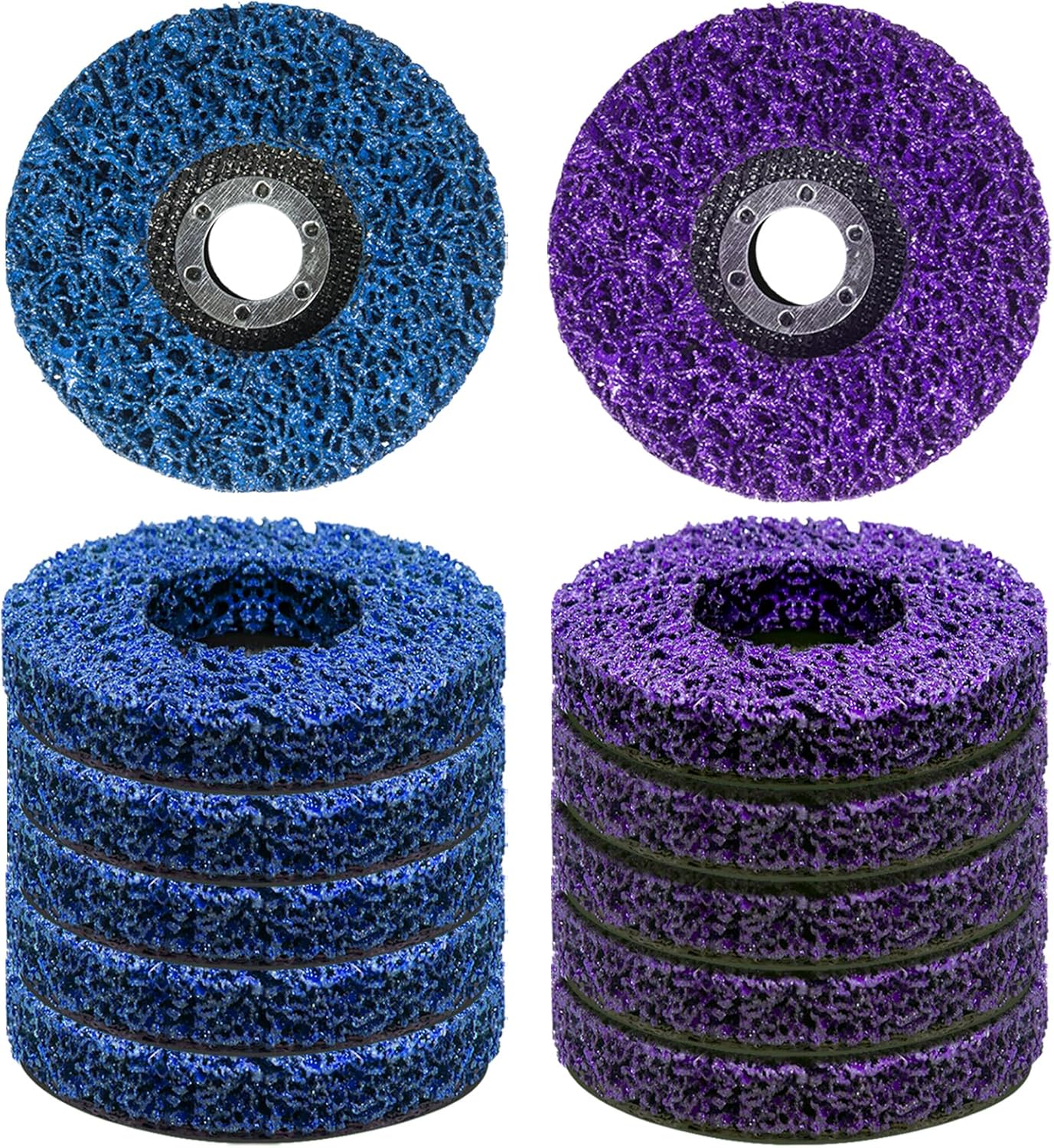 12 PCS Strip Discs 4"x 5/8" Stripping Wheel Suitable for Cleaning Angle Grinder to Remove Paint, Rust and Weld Oxidation(Blue&Purple)