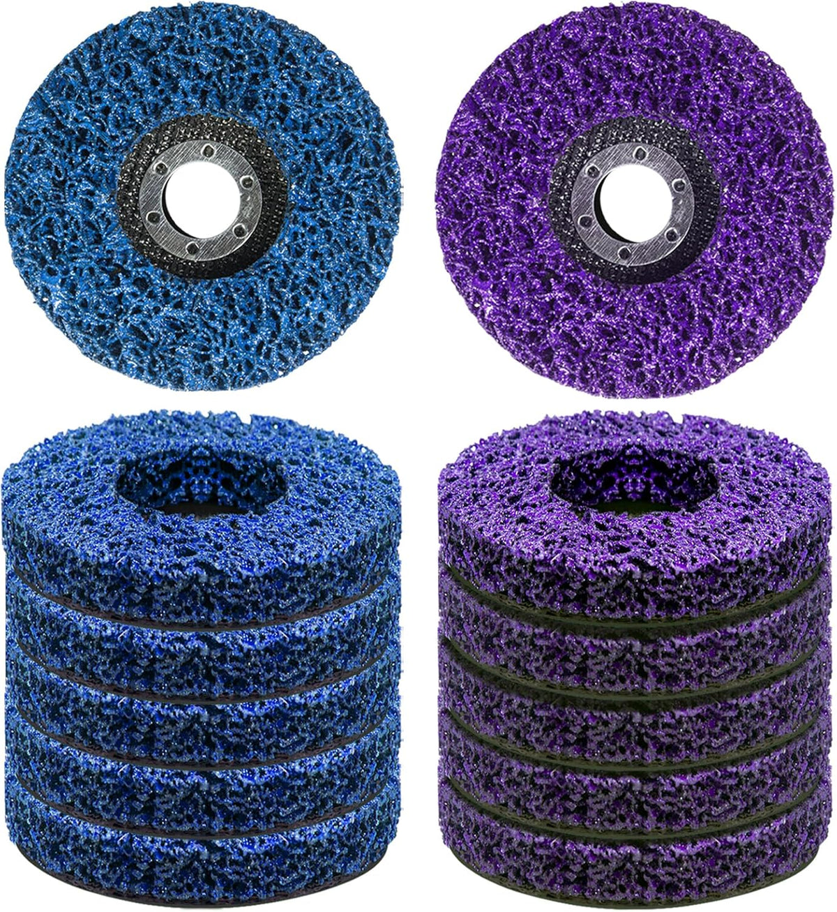 12 PCS Strip Discs 4"x 5/8" Stripping Wheel Suitable for Cleaning Angle Grinder to Remove Paint, Rust and Weld Oxidation(Blue&Purple)