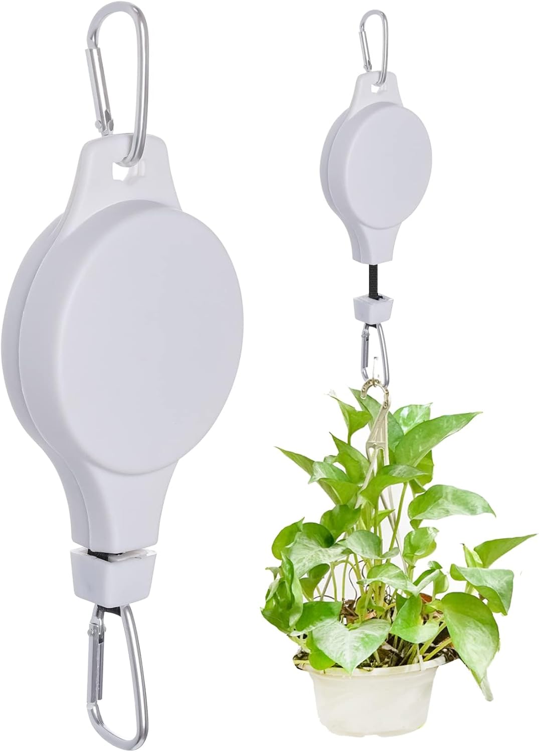 2 Pack Plant Pulley Retractable Hanger Adjustable Height Wheel for Hanging Plants Heavy Duty Indoor Outdoor Plant Hanger for Garden (2)