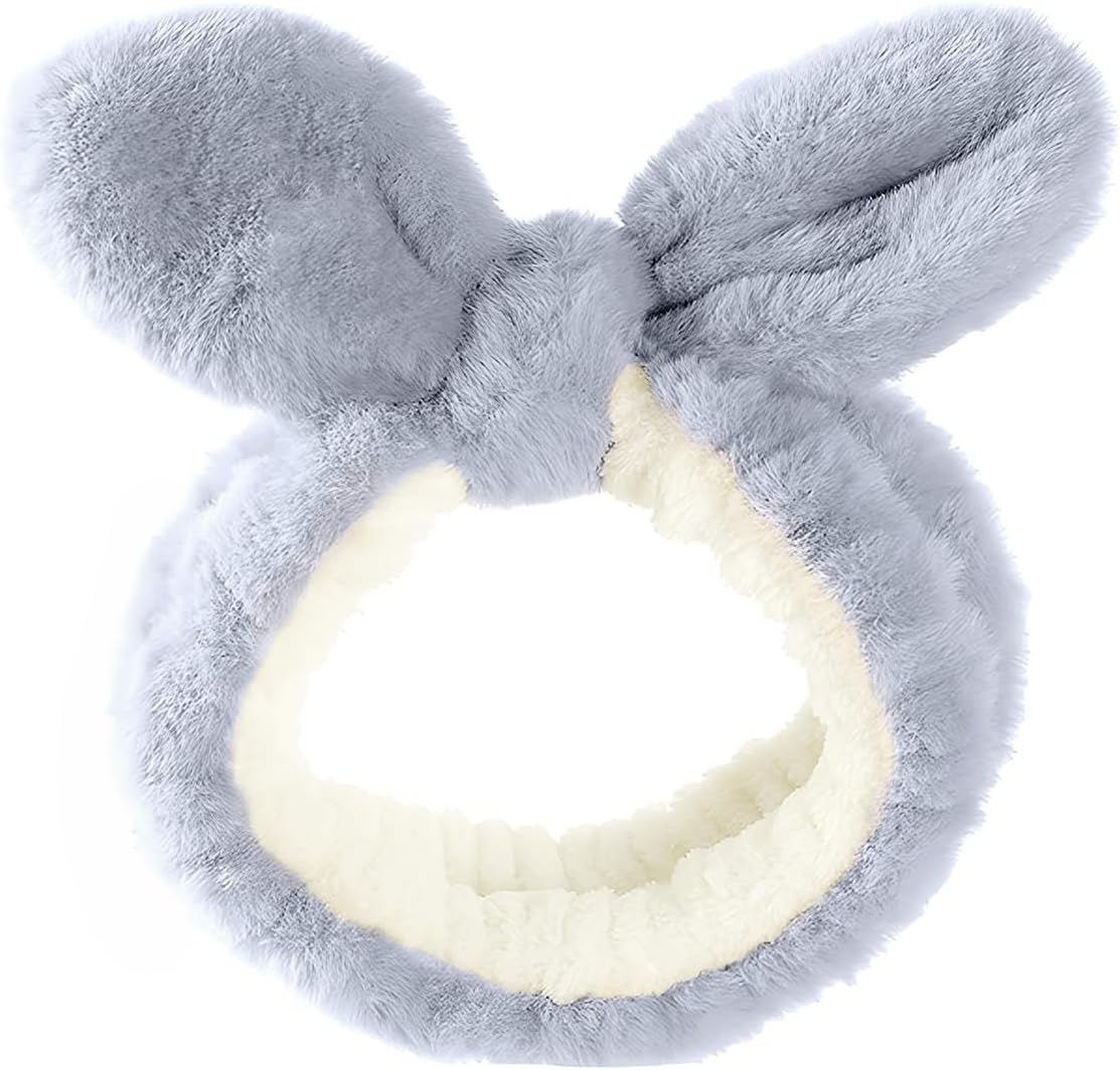 Skin Care Headband, Face Washing band, Bunny Ears, Bath Shower, Girls Elastic Makeup (C, M)
