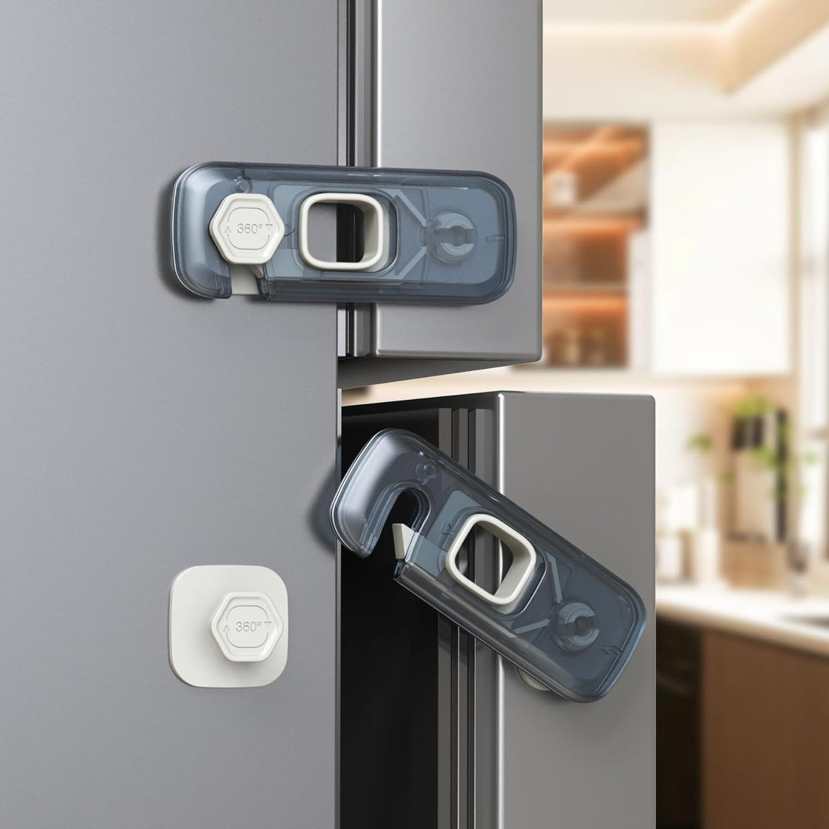 5 Pack Child Proof Refrigerator Lock, Fridge Locks for Kids with Sticky Adhesive Pads, Child Safety Locks for Doors, RV Refrigerator, Oven Lock Child Safety Baby Cabinet Locks