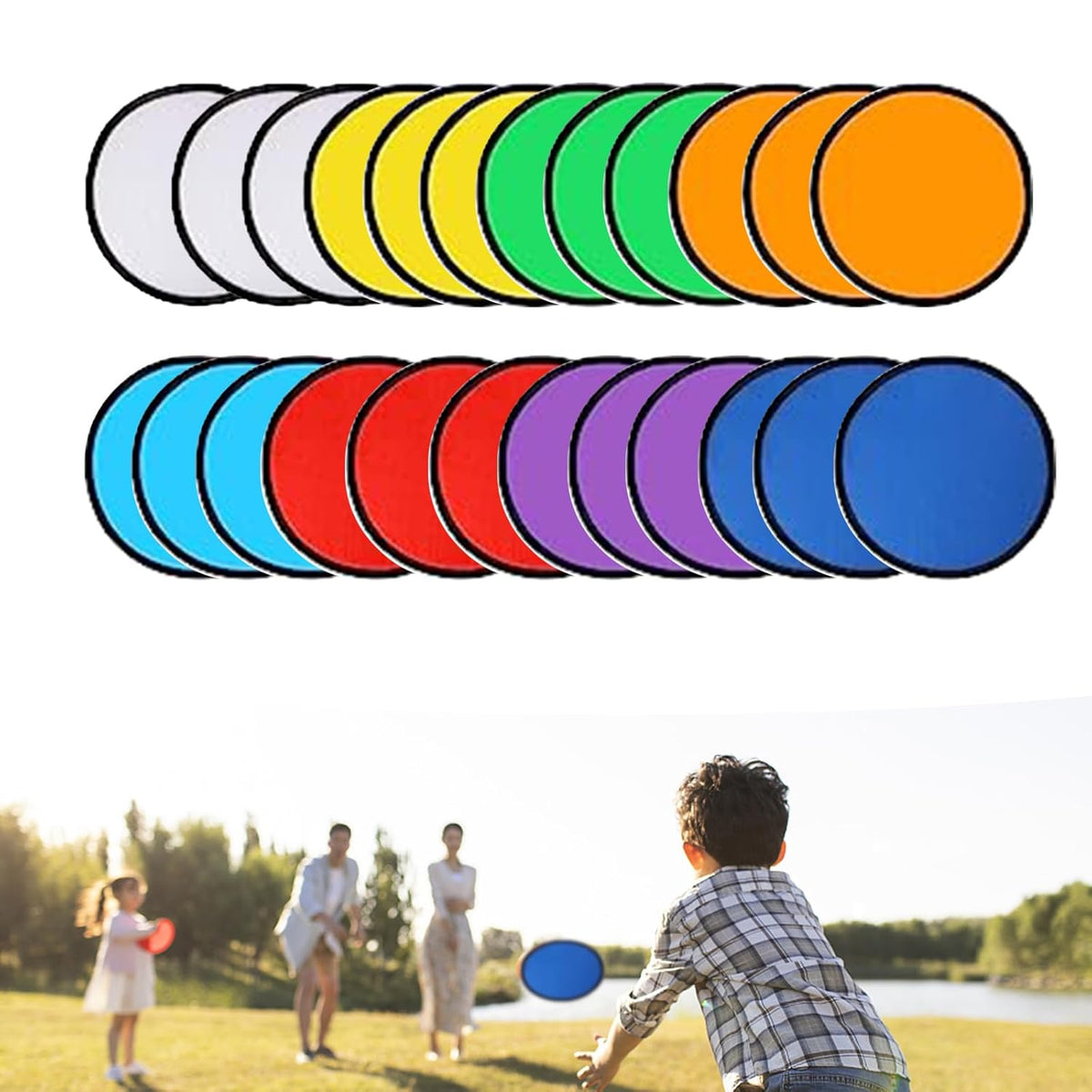 24pcs Collapsible Frisbee Fan Set Beach Frisbee Party Idea Gift Halloween Christmas New Years, 8 Colors