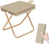 Folding Stool, Portable Camping Stool with Carry Bag, Retractable Foot Rest, Outdoor Folding Chair Stool, Ultralight Beach Fishing Chairs for Outdoors (Cream)