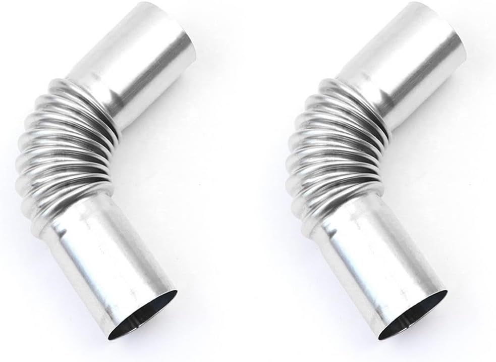 13cm Stainless Steel Bent Threaded Corrugated Exhaust Pipe Connector Durable Heat Resistant Rust Proof Design for Efficient Exhaust Systems Ideal for Automotive (2pcs)