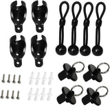 Replacement Shade Parts Bungee End Cap Kit for Exterior Cordless Roller Shades Outdoor Blinds（ 2 Sets） (Black)