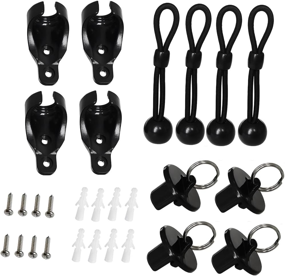 Replacement Shade Parts Bungee End Cap Kit for Exterior Cordless Roller Shades Outdoor Blinds（ 2 Sets） (Black)