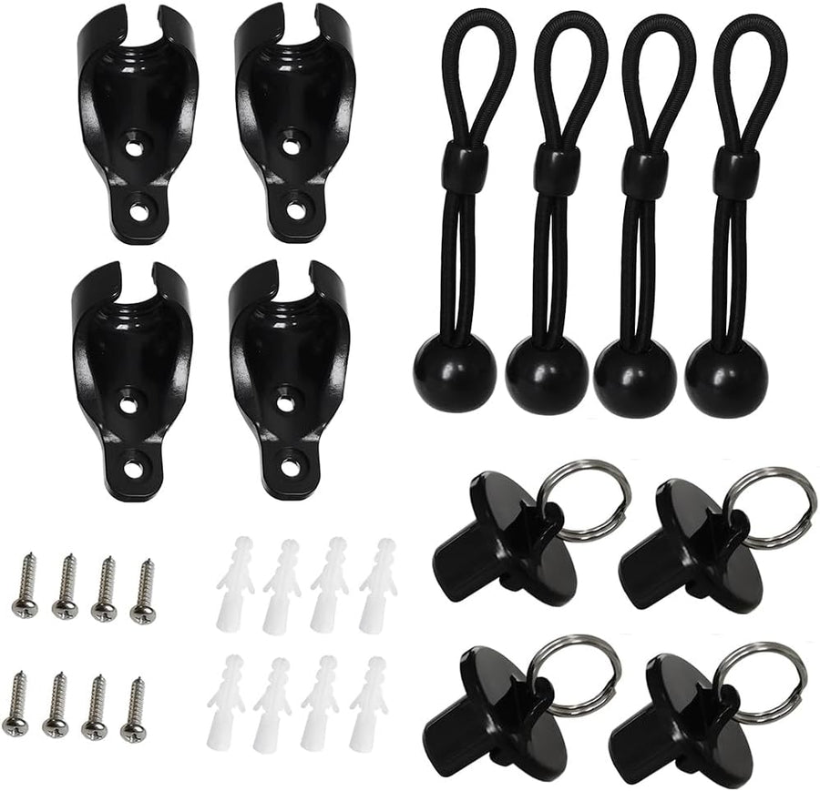 Replacement Shade Parts Bungee End Cap Kit for Exterior Cordless Roller Shades Outdoor Blinds（ 2 Sets） (Black)