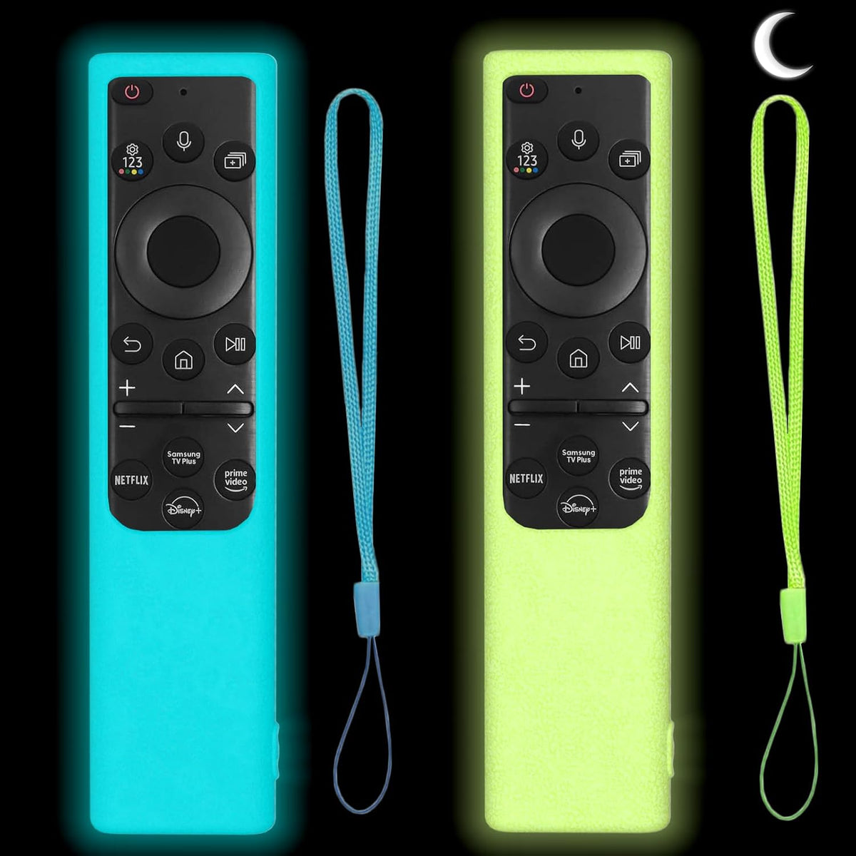 2 Pack Remote Cover for Samsung Smart TV, Silicone Protective Case for Samsung Solar Cell Remote 2021 2022 BN59-01357 BN59-01385 BN59-01265A Anti-Slip Remote Case Glow in Dark (Glow Green +Glow Blue)