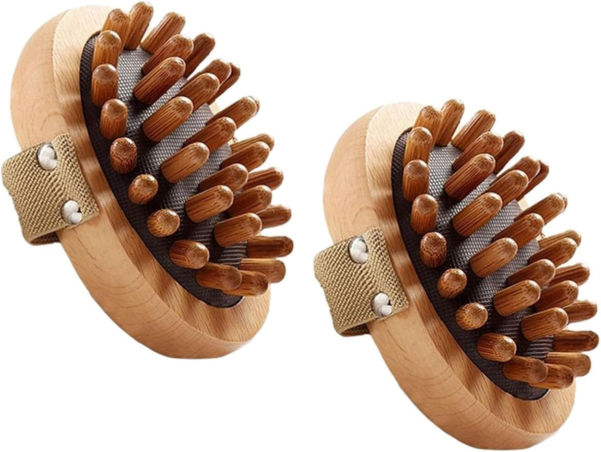 Meridian Pressure Brush, Wood Therapy Massage Tools for Belly Fat, Handheld Wooden Massager Body Brush for Cellulite Remover, Body Shaping and Muscle Pain Relief (2 PCS)