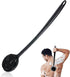 Silicone Back Scrubber for Shower, 17in Lengthen Long Handle Body Brush, Double Sided Shower Brush for Shower Exfoliating and Massage Can Produce Rich Foam, Long Handle Back Scrubber for Men and Women (Carbon black)