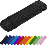 Rope – 1/4” & 3/8” – 90 FT | 150 FT – Strong All-Purpose Utility Rope – Camping, Crafting, Flag Pole, Indoor & Outdoor – Polypropylene Nylon Poly Lightweight Diamond Braided Cord – Black
