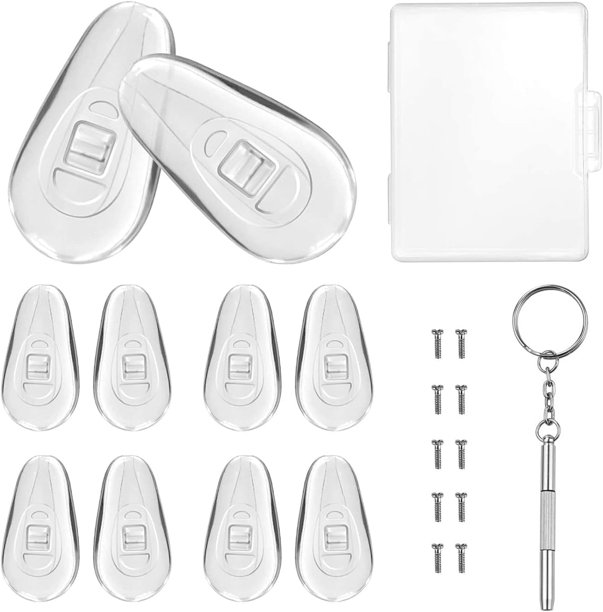 5 Pairs of Eyeglass Nose Pads, Upgraded 15x8mm Soft Silicone Air Chamber Eyeglasses Nose Pads, Screw-in Glasses Nose Pad Replacement Kit.