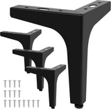 6 Inch Metal Furniture Legs - Set of 4 Modern Iron Diamond Triangle Feet, Black, for Sofa, Cabinet, Chair, Bed, and More