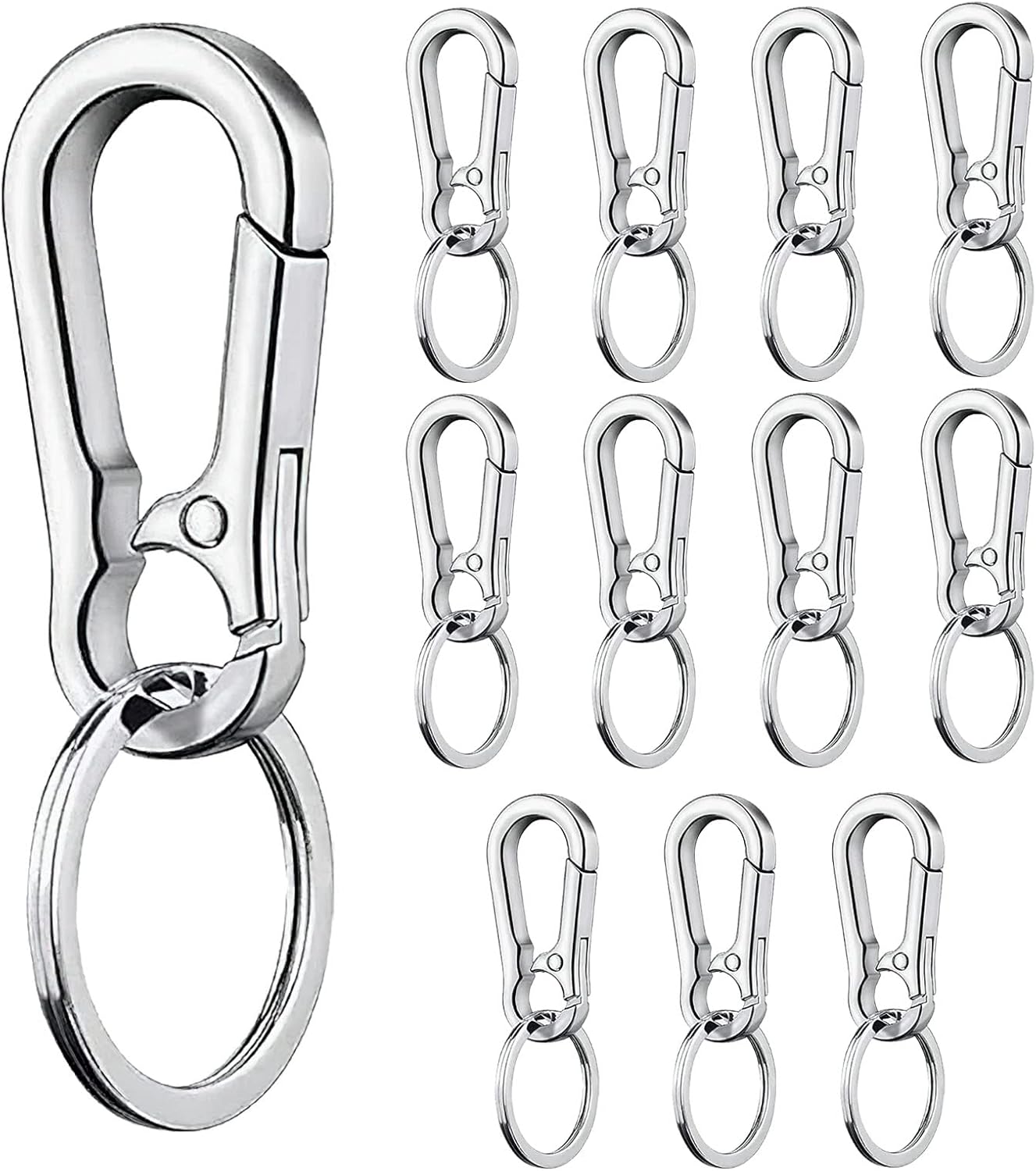 12 PCS Keychain Clip, Keychain Ring, Metal Keychain Holder Organizer for Car Keys, Keychain Carabiner for Men and Women