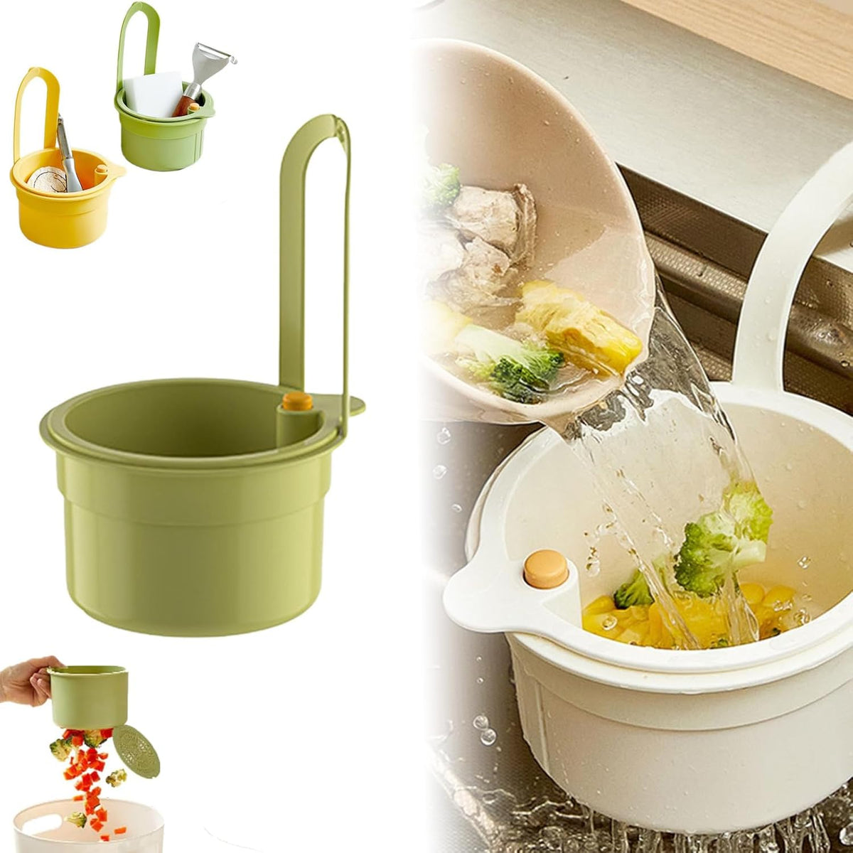 Kitchen Sink Strainer Basket, Faucet Hanging Filter Basket, 2025 Kitchen Sink Food Waste Catcher Faucet Hanging, Sink Trash Catcher for Garbage Leftovers (Green)