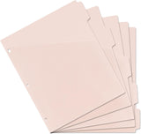 A4 Binder Pockets Dividers with Pockets Plastic 6-Ring Binder Divider Bags, Sturdy 3 Holes 5-Tab Dividers Inserts for Journal, Loose Leaf Planner Office, School and Home Supplies (A4-Pink)