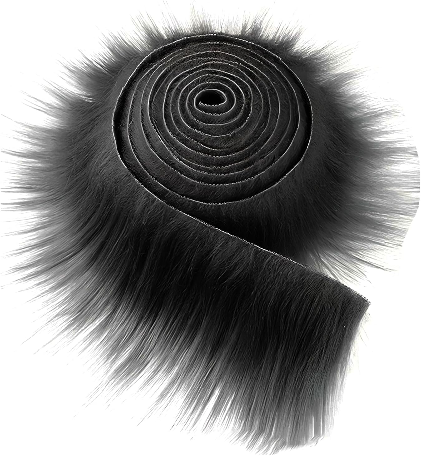 2x59 Inch Shaggy Faux Fur, Plush Faux Fur Fabric Strips, Super Soft Craft Precut Strip for DIY Craft Cosplay Costume Christmas Halloween Santa Claus Gnome Beard Hair Dwarf Decoration (Black)