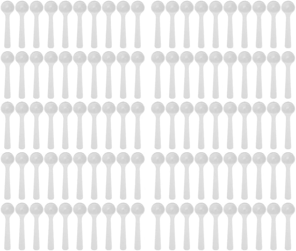 Measuring Spoons Set, 100Pcs PVC Fertilizer Spoon, High Temperature Resistance Measuring Spoon Long Handle Scoop, Small Tablespoon Measurement Spoon Set for Gardening 2ml/1g