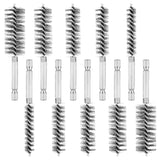 10 Pieces of Wire Brush Drilling Cleaning Brush Set, Stainless Steel Hole Cleaning Brush, 1/4 Inch Hexagonal Handle Tube Cleaning Drill Bit Wire Brush
